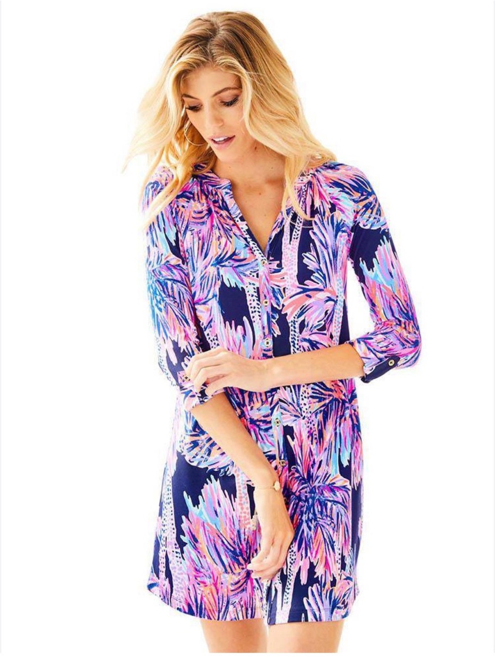 Lilly Pulitzer bailor dress palms up print xxs